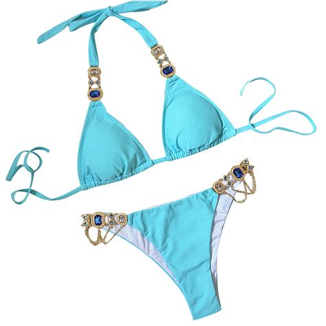 triangel bikini mit push up|Bright Marine Blue PushUp Triangle Bikini Top